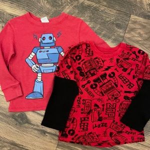 Lot - 3T boys long sleeved Robot shirts (both shirts)